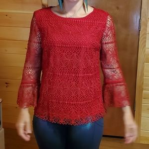 Talbots Red lace/ crochet solid bodice sz XS petite NWT or 1X